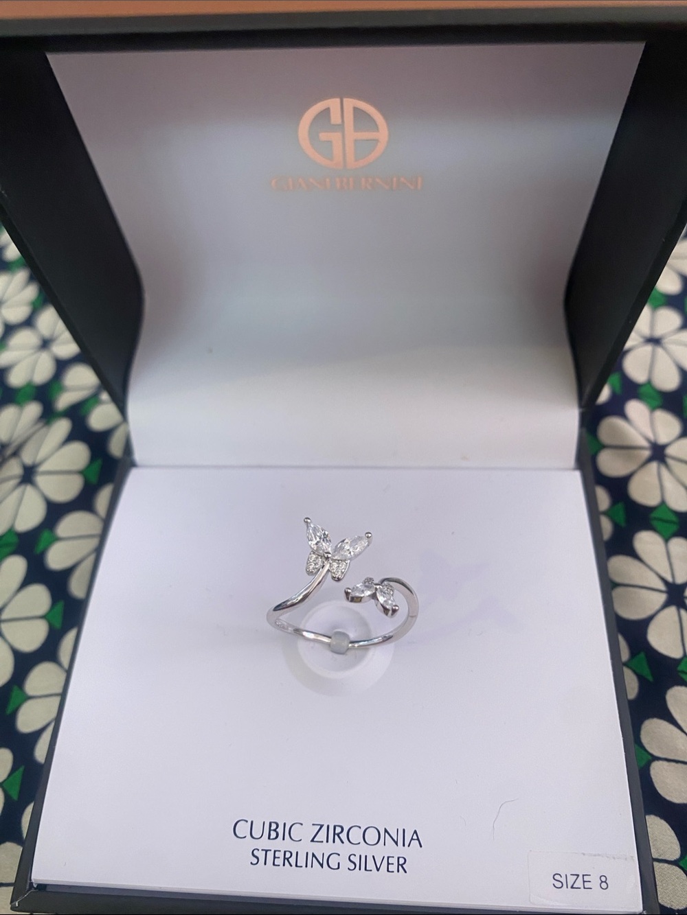 Giani Bernini Sterling Silver Butterfly Ring with Clear Stones